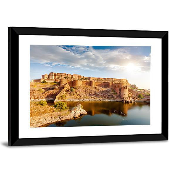Mehrangarh Fort India Canvas Wall Art-1 Piece-Framed Print-20" x 16"-Tiaracle