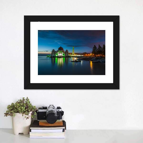 Melaka Straits Mosque Canvas Wall Art-5 Horizontal-Gallery Wrap-22" x 12"-Tiaracle