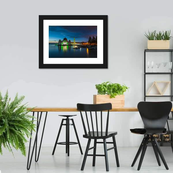 Melaka Straits Mosque Canvas Wall Art-5 Horizontal-Gallery Wrap-22" x 12"-Tiaracle
