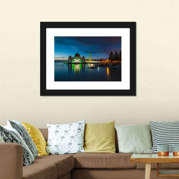 Melaka Straits Mosque Canvas Wall Art-5 Horizontal-Gallery Wrap-22" x 12"-Tiaracle