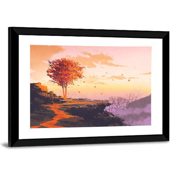 Melting Autumn Tree Canvas Wall Art-1 Piece-Framed Print-20" x 16"-Tiaracle