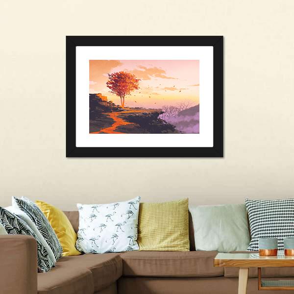 Melting Autumn Tree Canvas Wall Art-3 Horizontal-Gallery Wrap-25" x 16"-Tiaracle