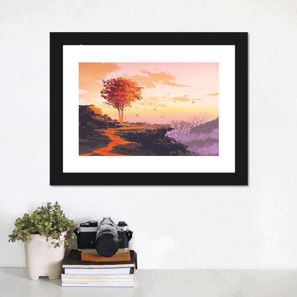 Melting Autumn Tree Canvas Wall Art-3 Horizontal-Gallery Wrap-25" x 16"-Tiaracle