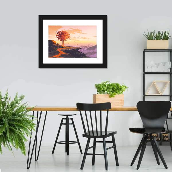 Melting Autumn Tree Canvas Wall Art-3 Horizontal-Gallery Wrap-25" x 16"-Tiaracle