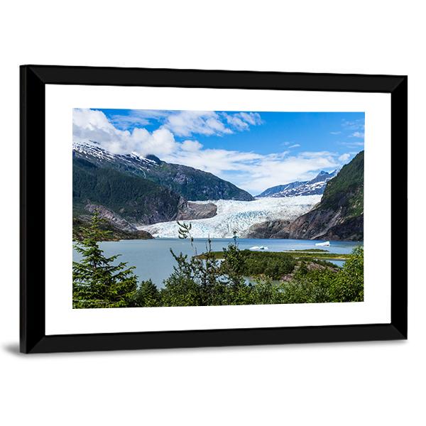 Mendenhall Glacier & Lake Canvas Wall Art-1 Piece-Framed Print-30" x 20"-Tiaracle