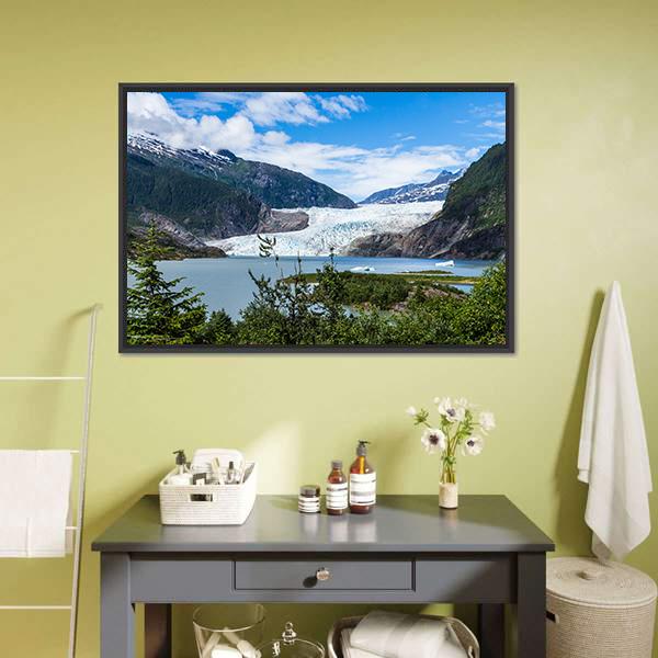 Mendenhall Glacier &amp; Lake Canvas Wall Art-5 Horizontal-Gallery Wrap-22" x 12"-Tiaracle