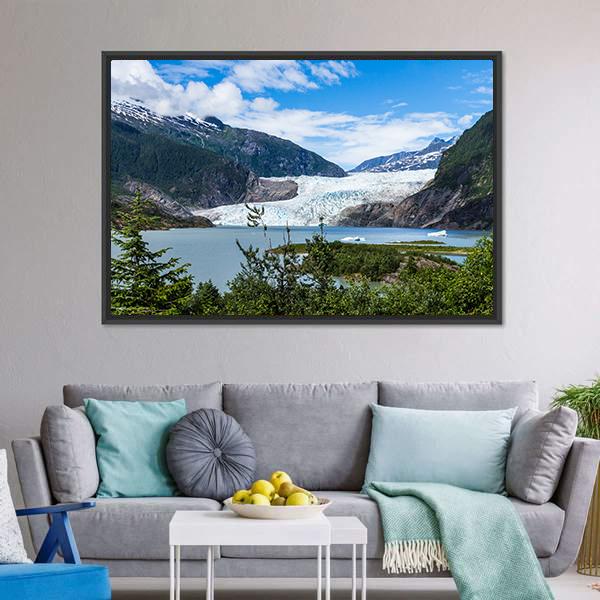 Mendenhall Glacier &amp; Lake Canvas Wall Art-5 Horizontal-Gallery Wrap-22" x 12"-Tiaracle
