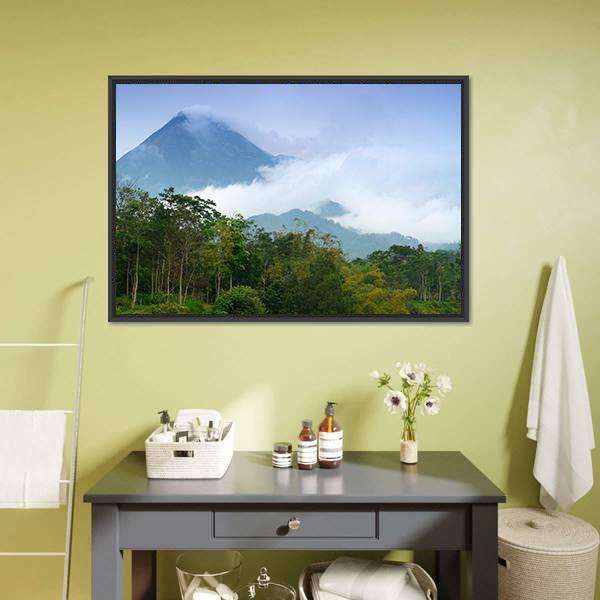 Merapi Mount Emitting Smoke Canvas Wall Art-3 Horizontal-Gallery Wrap-25" x 16"-Tiaracle