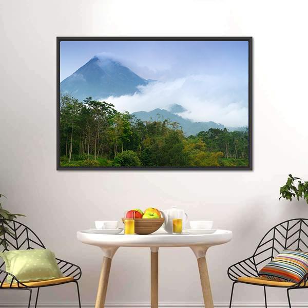 Merapi Mount Emitting Smoke Canvas Wall Art-3 Horizontal-Gallery Wrap-25" x 16"-Tiaracle