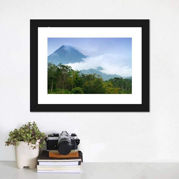 Merapi Mount Emitting Smoke Canvas Wall Art-3 Horizontal-Gallery Wrap-25" x 16"-Tiaracle