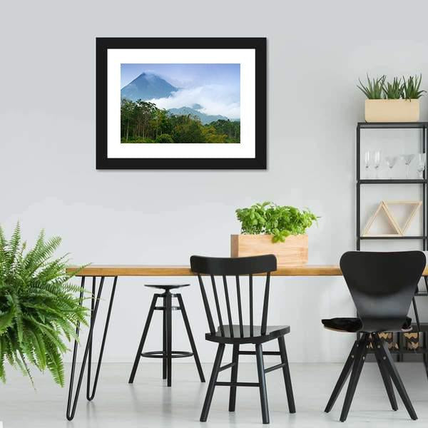 Merapi Mount Emitting Smoke Canvas Wall Art-3 Horizontal-Gallery Wrap-25" x 16"-Tiaracle