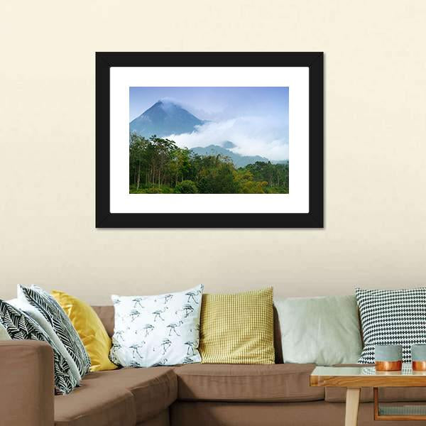 Merapi Mount Emitting Smoke Canvas Wall Art-3 Horizontal-Gallery Wrap-25" x 16"-Tiaracle