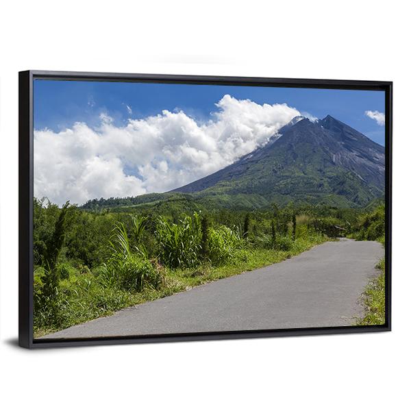 Merapi Mountain Indonesia Canvas Wall Art-1 Piece-Floating Frame-24" x 16"-Tiaracle