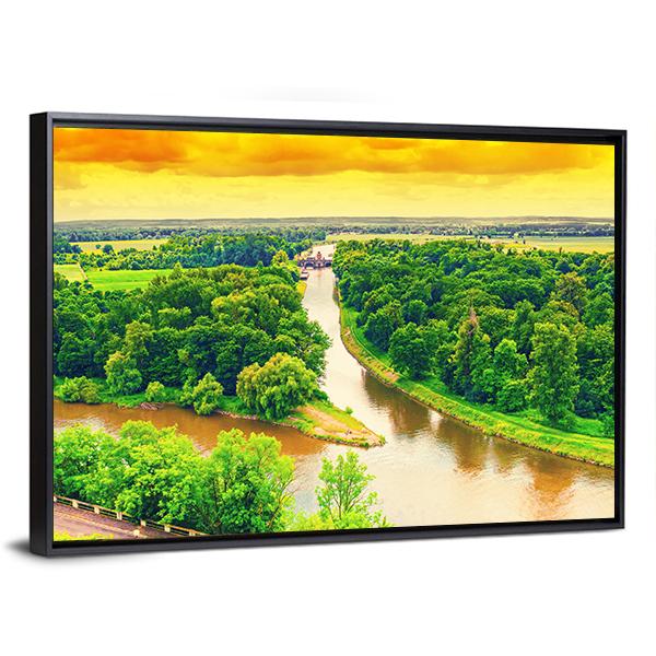 Merge Of Two Rivers Canvas Wall Art-1 Piece-Floating Frame-24" x 16"-Tiaracle