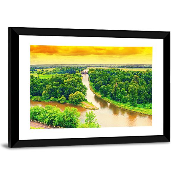 Merge Of Two Rivers Canvas Wall Art-1 Piece-Framed Print-20" x 16"-Tiaracle