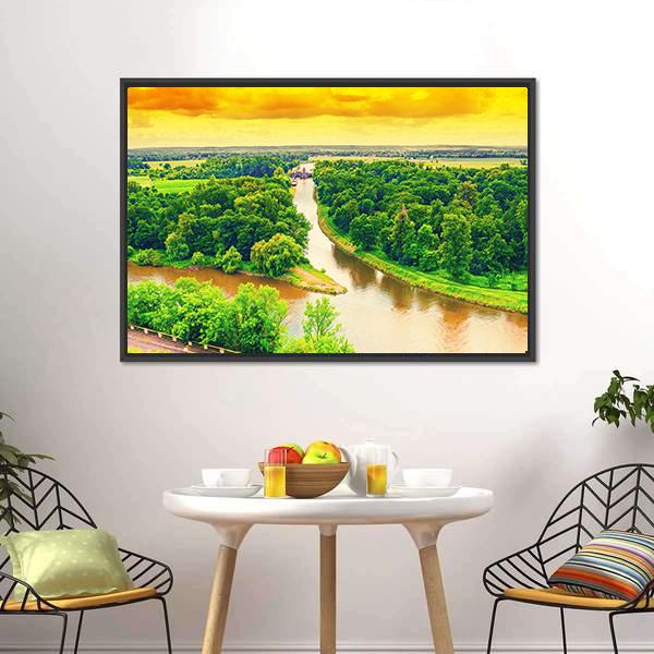 Merge Of Two Rivers Canvas Wall Art-3 Horizontal-Gallery Wrap-25" x 16"-Tiaracle