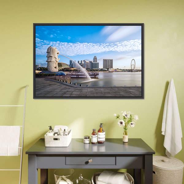 Merlion Fountain Singapore Canvas Wall Art-3 Horizontal-Gallery Wrap-25" x 16"-Tiaracle