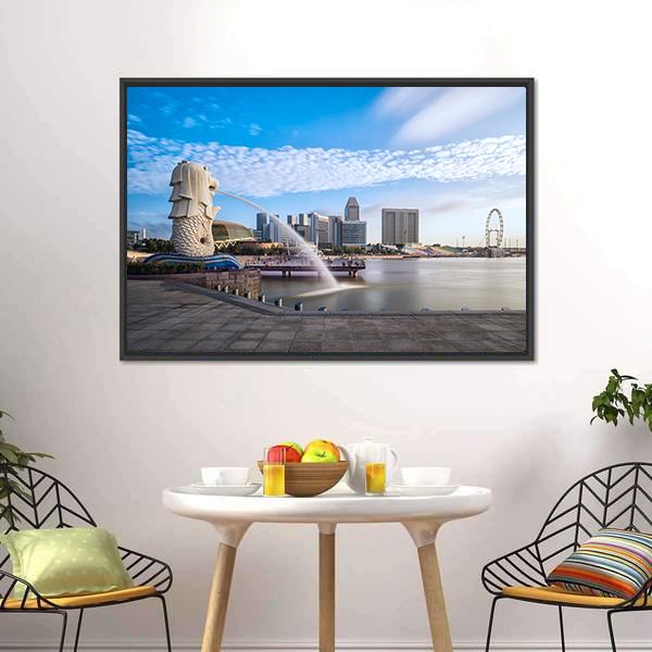 Merlion Fountain Singapore Canvas Wall Art-3 Horizontal-Gallery Wrap-25" x 16"-Tiaracle