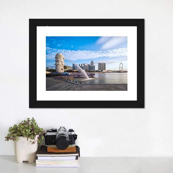 Merlion Fountain Singapore Canvas Wall Art-3 Horizontal-Gallery Wrap-25" x 16"-Tiaracle
