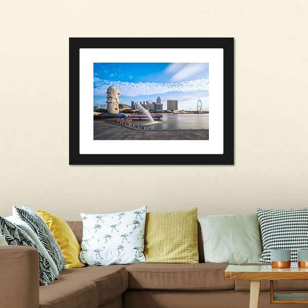 Merlion Fountain Singapore Canvas Wall Art-3 Horizontal-Gallery Wrap-25" x 16"-Tiaracle