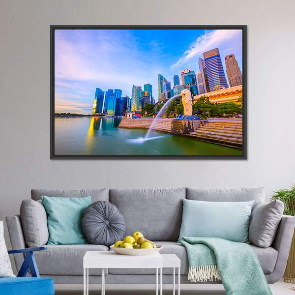Merlion Park Singapore Canvas Wall Art-3 Horizontal-Gallery Wrap-25" x 16"-Tiaracle