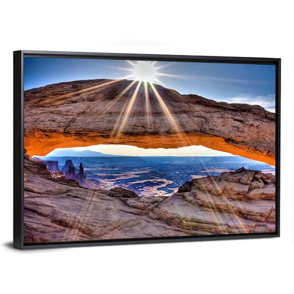 Mesa Arch At Sunrise Canvas Wall Art-1 Piece-Floating Frame-24" x 16"-Tiaracle