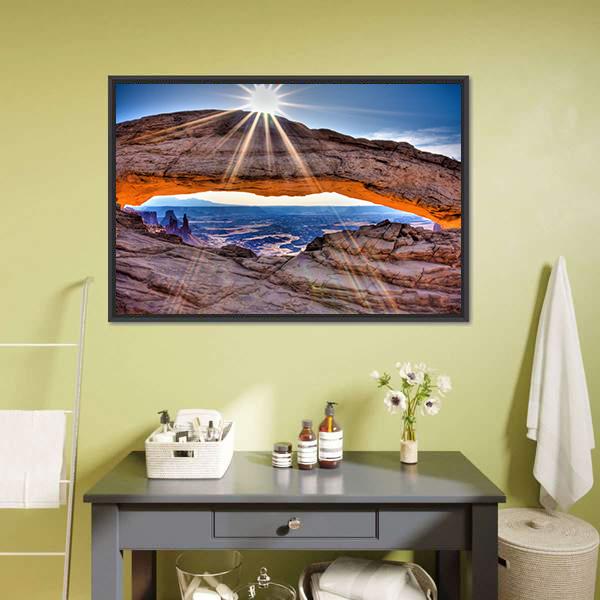 Mesa Arch At Sunrise Canvas Wall Art-5 Horizontal-Gallery Wrap-22" x 12"-Tiaracle