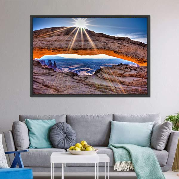 Mesa Arch At Sunrise Canvas Wall Art-5 Horizontal-Gallery Wrap-22" x 12"-Tiaracle