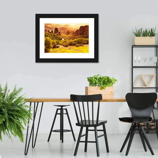 Meteora Monasteries Greece Canvas Wall Art-3 Horizontal-Gallery Wrap-25" x 16"-Tiaracle