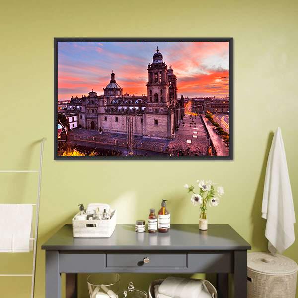 Metropolitan Cathedral Mexico Canvas Wall Art-5 Horizontal-Gallery Wrap-22" x 12"-Tiaracle