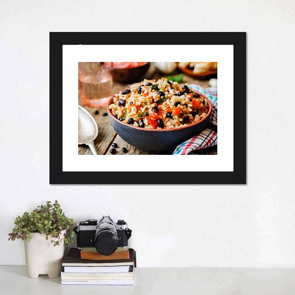 Mexican Tomato Black Beans Rice Canvas Wall Art-1 Piece-Framed Print-20" x 16"-Tiaracle