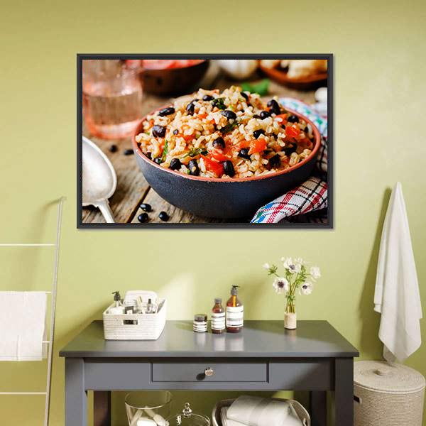 Mexican Tomato Black Beans Rice Canvas Wall Art-3 Horizontal-Gallery Wrap-25" x 16"-Tiaracle
