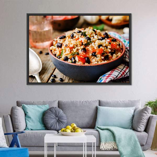 Mexican Tomato Black Beans Rice Canvas Wall Art-3 Horizontal-Gallery Wrap-25" x 16"-Tiaracle