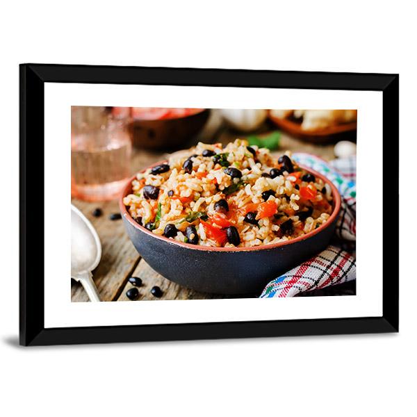 Mexican Tomato Black Beans Rice Canvas Wall Art-5 Horizontal-Gallery Wrap-22" x 12"-Tiaracle