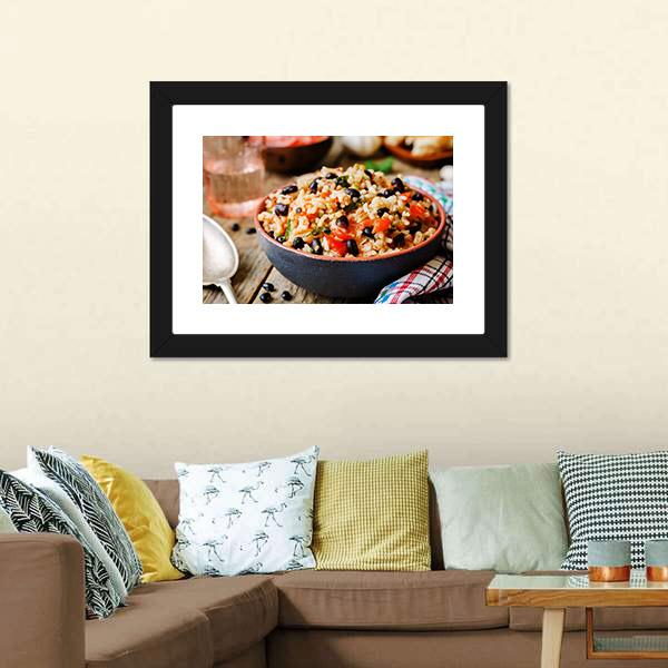 Mexican Tomato Black Beans Rice Canvas Wall Art-3 Horizontal-Gallery Wrap-25" x 16"-Tiaracle