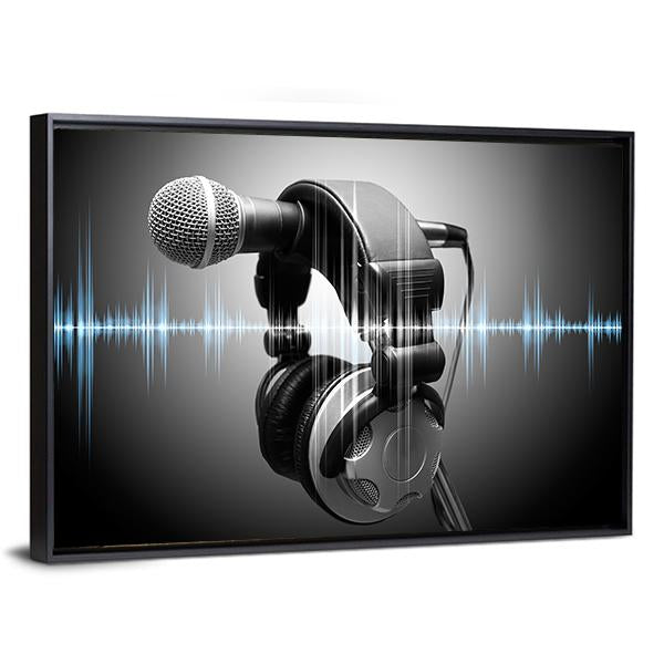Microphone &amp; Headphones Canvas Wall Art-3 Horizontal-Gallery Wrap-25" x 16"-Tiaracle