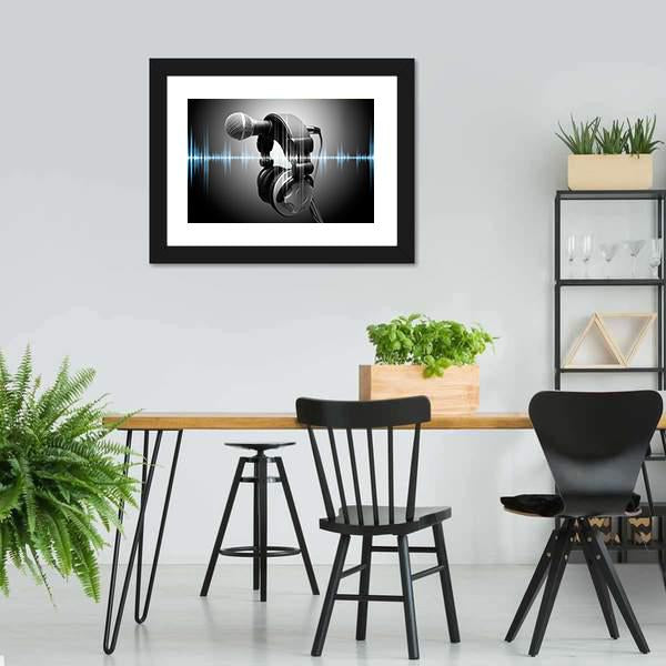 Microphone & Headphones Canvas Wall Art-3 Horizontal-Gallery Wrap-25" x 16"-Tiaracle