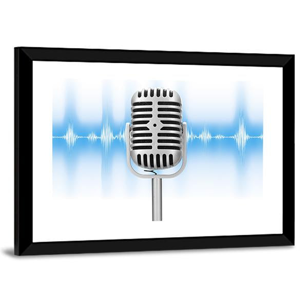 Microphone With Audio Wave Canvas Wall Art-3 Horizontal-Gallery Wrap-25" x 16"-Tiaracle