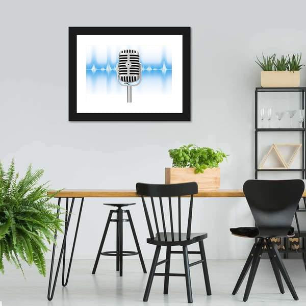 Microphone With Audio Wave Canvas Wall Art-3 Horizontal-Gallery Wrap-25" x 16"-Tiaracle