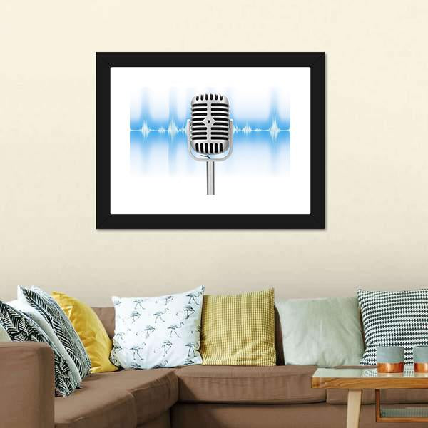Microphone With Audio Wave Canvas Wall Art-3 Horizontal-Gallery Wrap-25" x 16"-Tiaracle