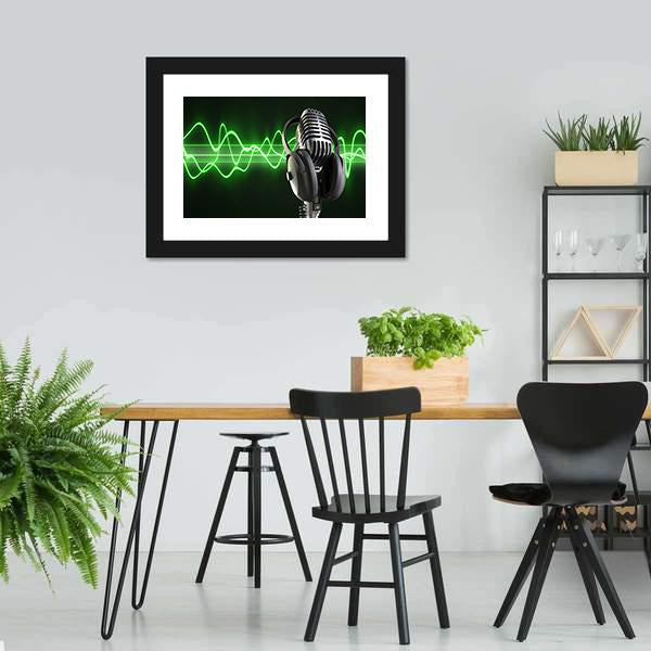 Microphone With Headphones Canvas Wall Art-3 Horizontal-Gallery Wrap-25" x 16"-Tiaracle