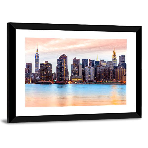 Midtown Manhattan Skyline Canvas Wall Art-3 Horizontal-Gallery Wrap-25" x 16"-Tiaracle