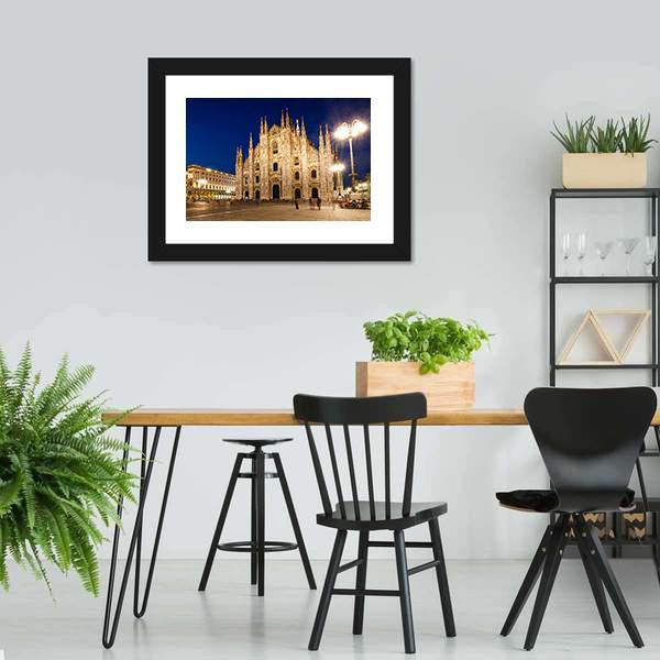 Milan Cathedral At Night Canvas Wall Art-3 Horizontal-Gallery Wrap-25" x 16"-Tiaracle