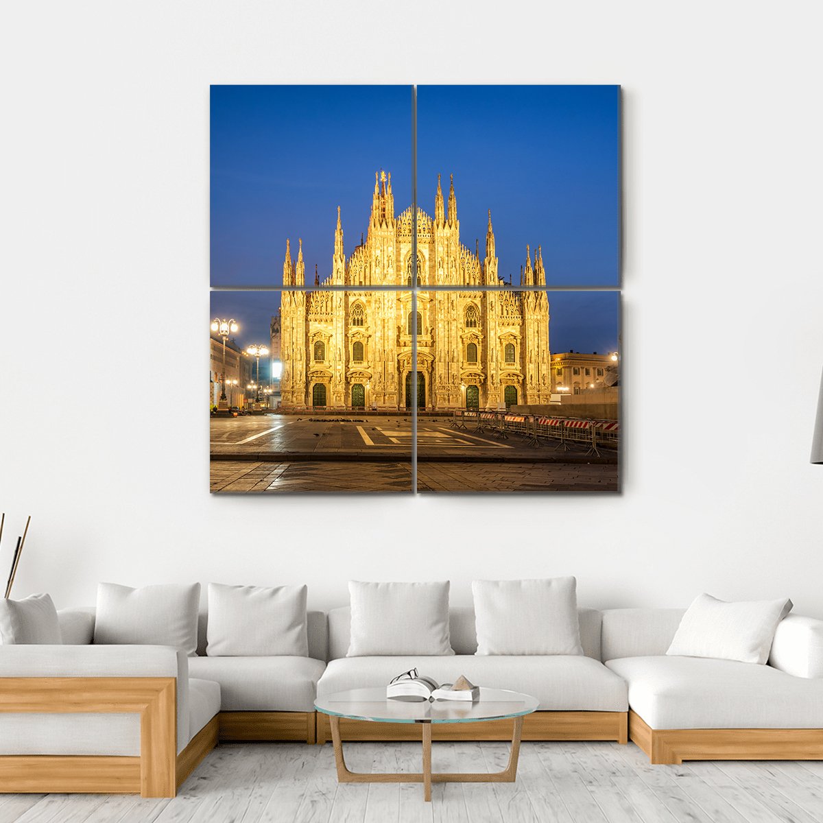 Milan Cathedral Italy Canvas Wall Art-4 Square-Gallery Wrap-17" x 17"-Tiaracle