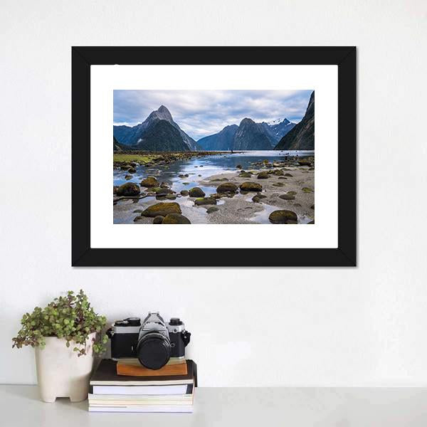 Milford Sound In New Zealand Canvas Wall Art-3 Horizontal-Gallery Wrap-25" x 16"-Tiaracle