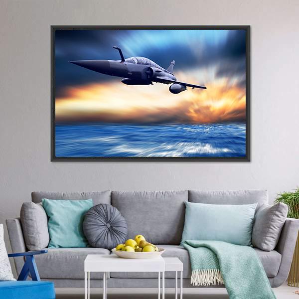 Military Airplane On Speed Canvas Wall Art-3 Horizontal-Gallery Wrap-25" x 16"-Tiaracle