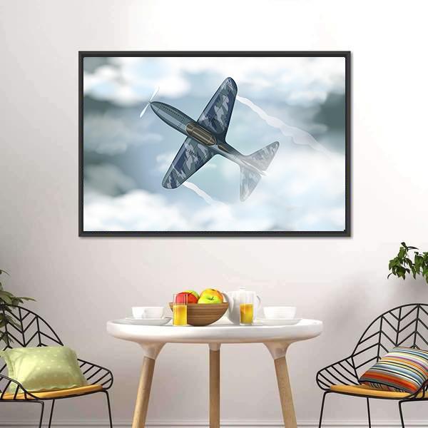 Military Jet Flying Illustration Canvas Wall Art-3 Horizontal-Gallery Wrap-25" x 16"-Tiaracle