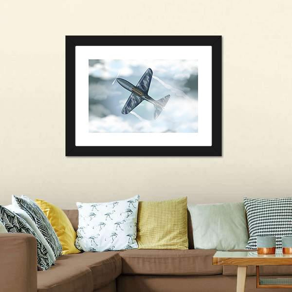 Military Jet Flying Illustration Canvas Wall Art-3 Horizontal-Gallery Wrap-25" x 16"-Tiaracle