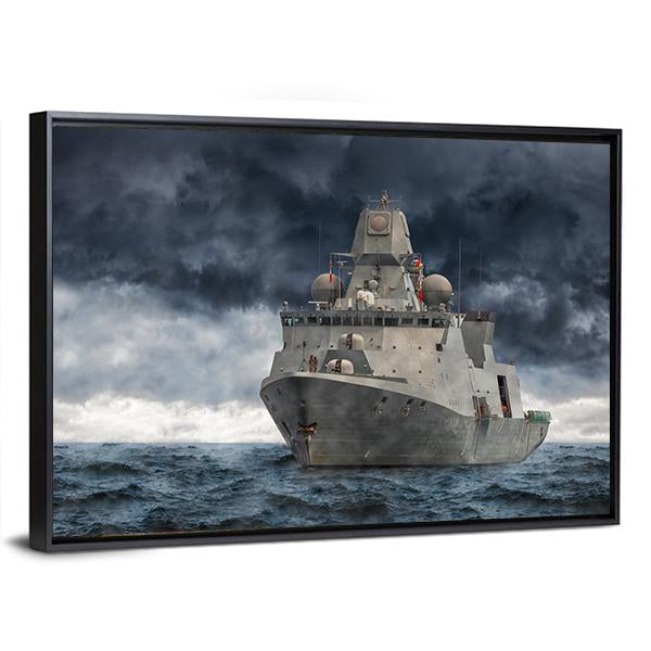 Military Ship In Ocean Canvas Wall Art-3 Horizontal-Gallery Wrap-25" x 16"-Tiaracle