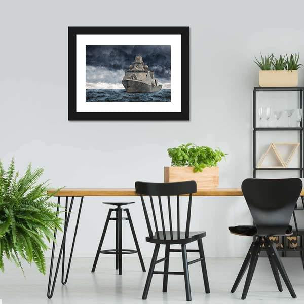 Military Ship In Ocean Canvas Wall Art-3 Horizontal-Gallery Wrap-25" x 16"-Tiaracle